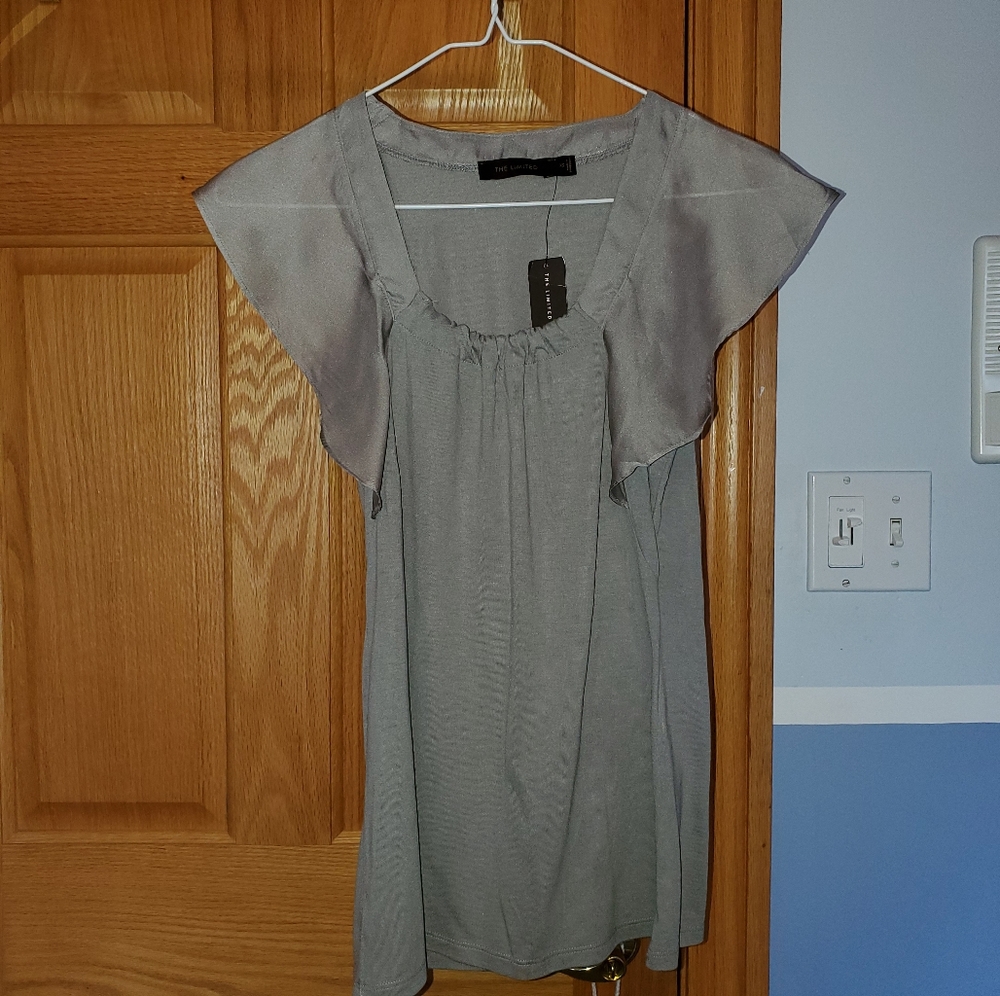 The Limited Gray Blouse sheer